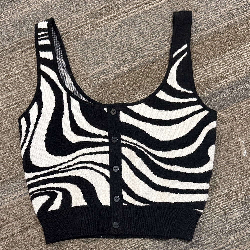 SO Black and White Zebra Print Crop Top